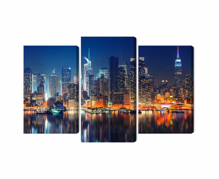 Canvastavla - Panoramic view of manhattan at night