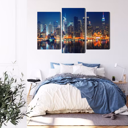 Canvastavla - Panoramic view of manhattan at night