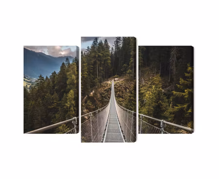 Canvastavla - Suspension bridge in a 3d mountain forest