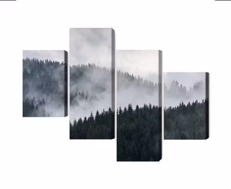 Canvastavla - Misty 3d forest landscape