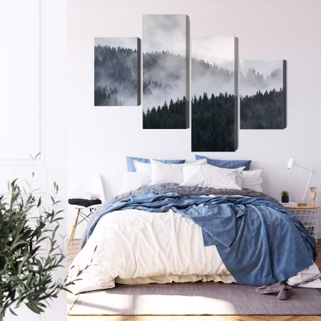 Canvastavla - Misty 3d forest landscape