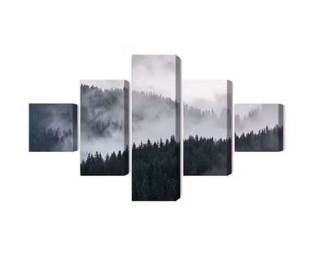 Canvastavla - Misty 3d forest landscape