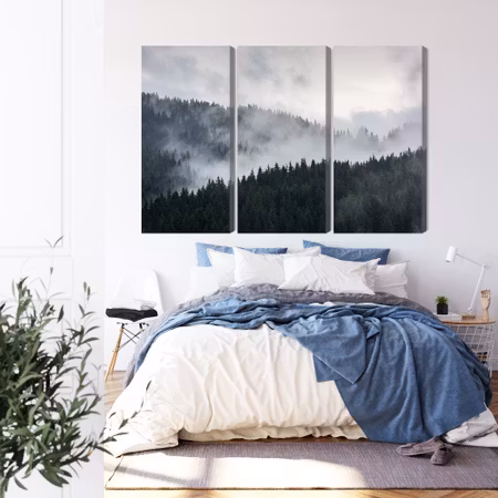 Canvastavla - Misty 3d forest landscape