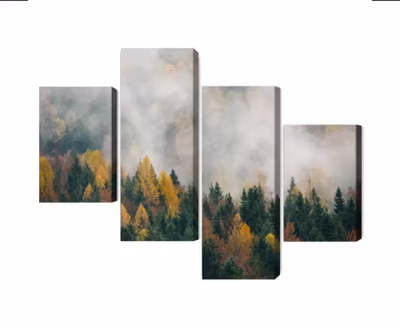 Canvastavla - Autumn forest in fog 3d