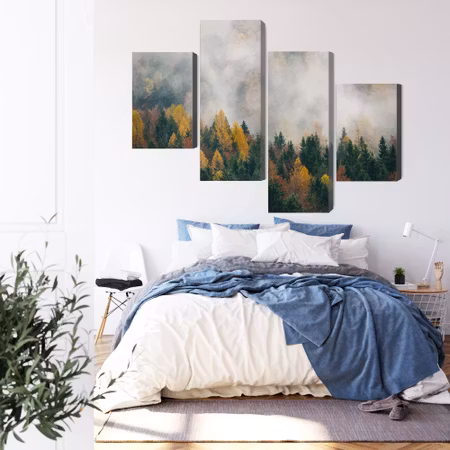 Canvastavla - Autumn forest in fog 3d