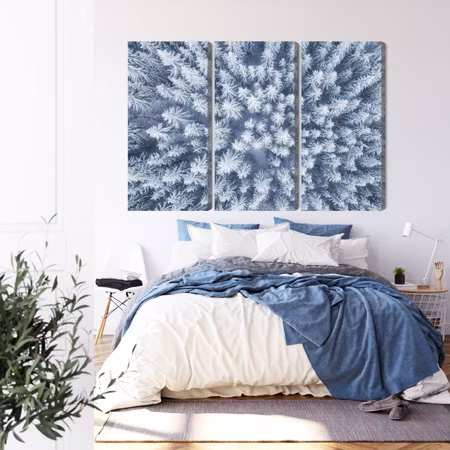 Canvastavla - Aerial view of the winter forest