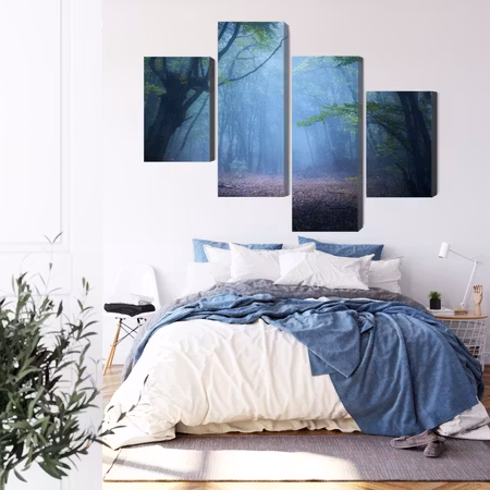 Canvastavla - Hazy 3d forest landscape