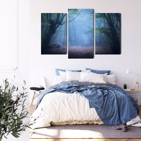 Canvastavla - Hazy 3d forest landscape