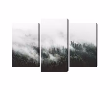 Canvastavla - Misty 3d forest landscape