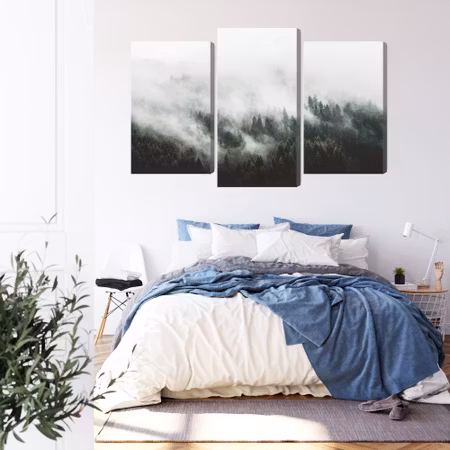 Canvastavla - Misty 3d forest landscape