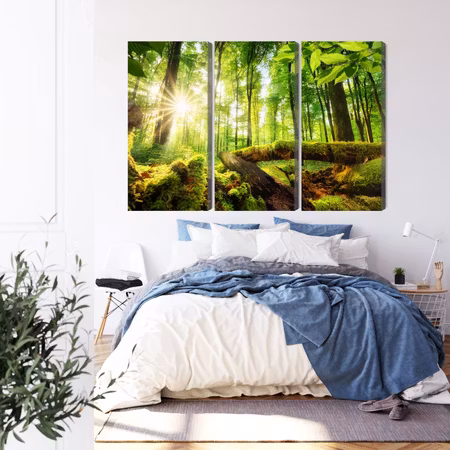 Canvastavla - Rays of the sun in the 3d forest