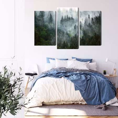 Canvastavla - Green forest in the fog