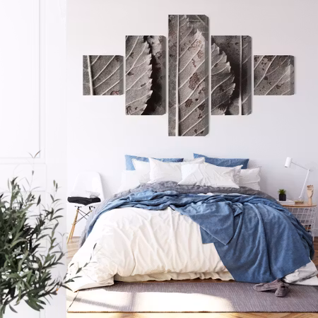 Canvastavla - Gray leaves on a macro scale