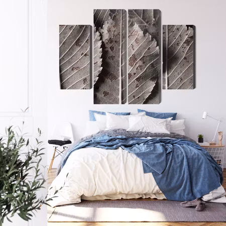 Canvastavla - Gray leaves on a macro scale