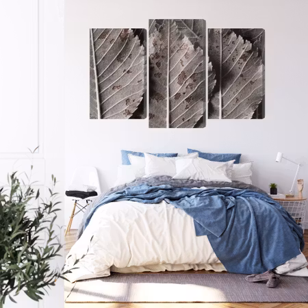 Canvastavla - Gray leaves on a macro scale