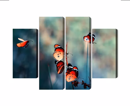 Canvastavla - Colorful butterflies on a macro scale