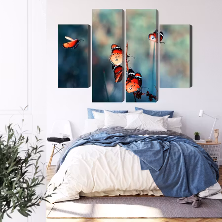 Canvastavla - Colorful butterflies on a macro scale