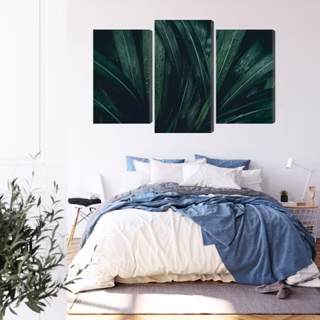 Canvastavla - Dark green leaves on a macro scale