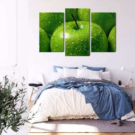 Canvastavla - Green apples on a macro scale