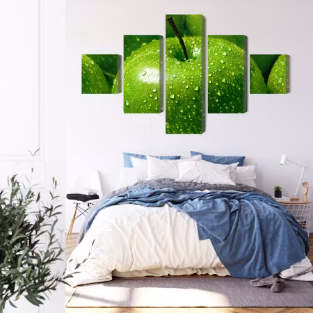 Canvastavla - Green apples on a macro scale