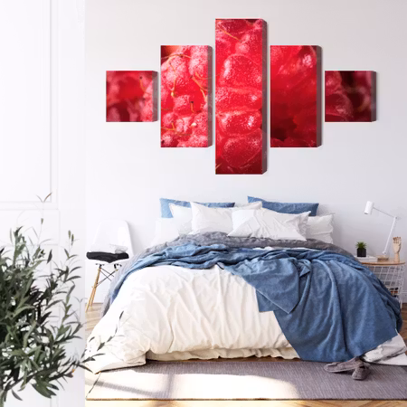 Canvastavla - Raspberries on a macro scale