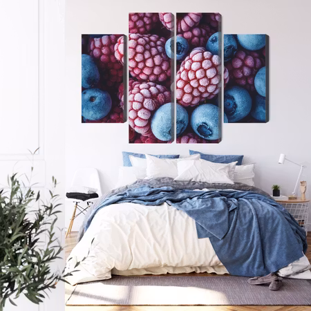 Canvastavla - Frozen blueberries and raspberries