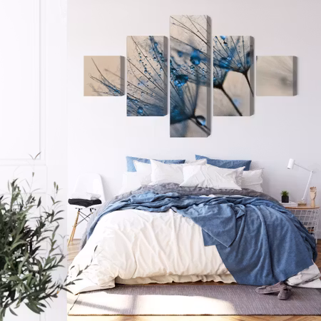 Canvastavla - Dandelions with water droplets on a