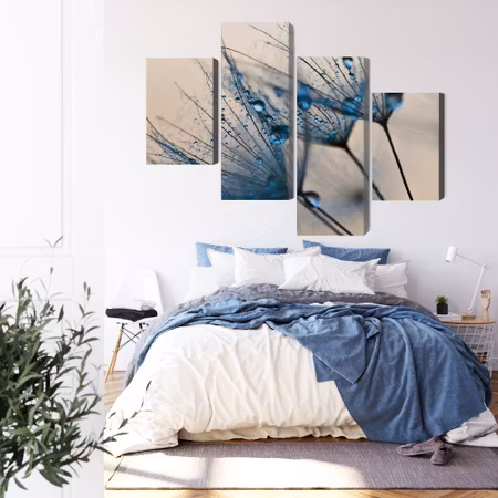 Canvastavla - Dandelions with water droplets on a