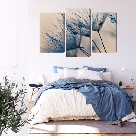 Canvastavla - Dandelions with water droplets on a