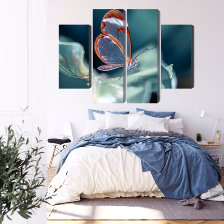 Canvastavla - Glass-winged butterfly close up