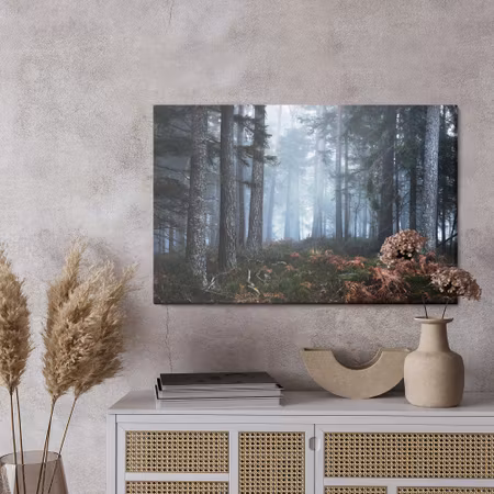 Canvastavla - Forest in the fog