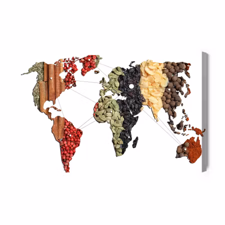 Canvastavla - World map of spices