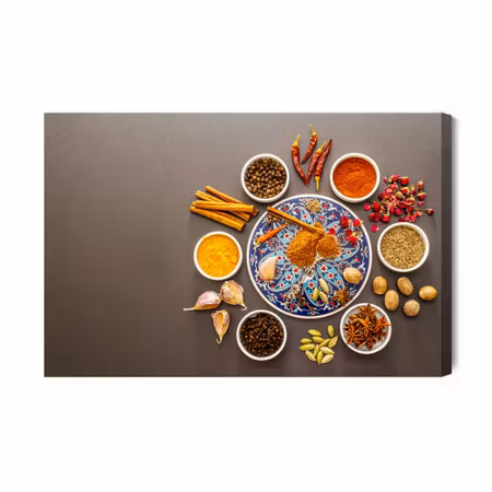 Canvastavla - Colorful plate with spices