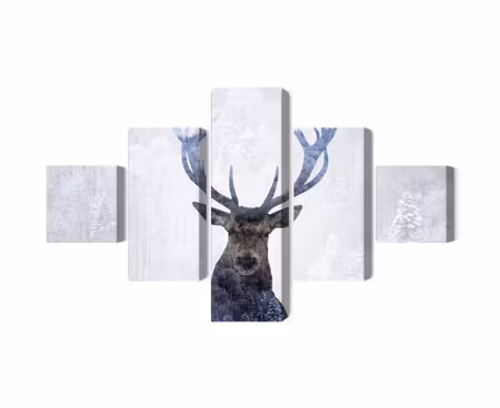 Canvastavla - Deer in the winter 3d forest