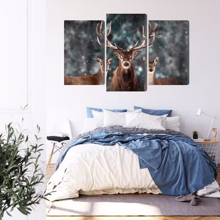 Canvastavla - A deer and two does in the forest