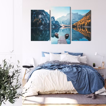 Canvastavla - Lake braies in the italian dolomites 3d