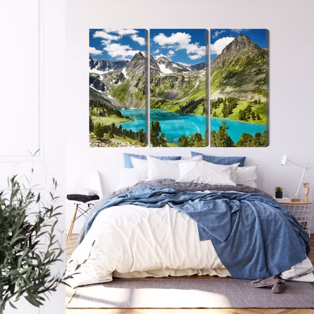 Canvastavla - Crystalline lake in the mountains 3d