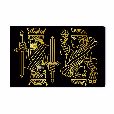 Canvastavla - Golden king and queen