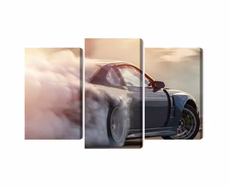 Canvastavla - Sports car in a cloud of smoke