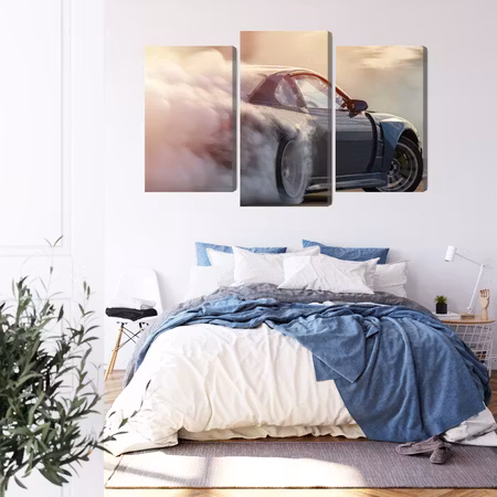 Canvastavla - Sports car in a cloud of smoke