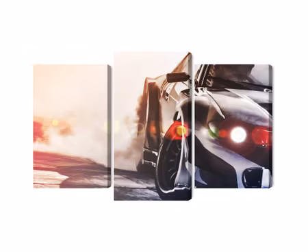 Canvastavla - Black drifting 3d car