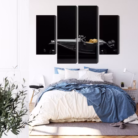 Canvastavla - Historic car on dark tees