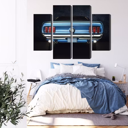 Canvastavla - The back of an old ford mustang