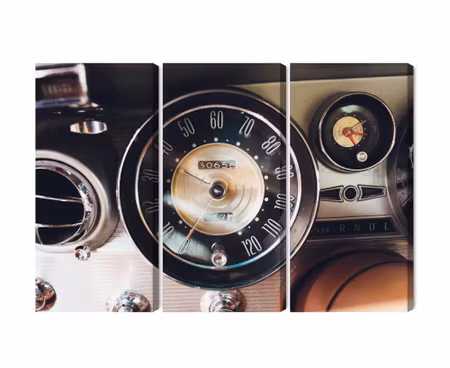 Canvastavla - The dashboard in an old car