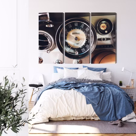 Canvastavla - The dashboard in an old car