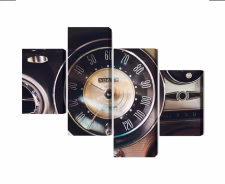 Canvastavla - The dashboard in an old car