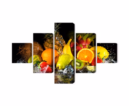 Canvastavla - Fruit with a splash of water