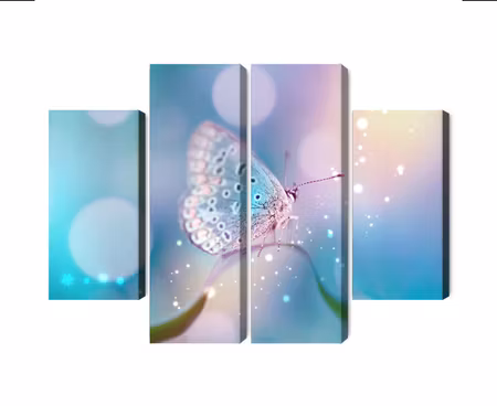 Canvastavla - A delicate butterfly on a blade of grass
