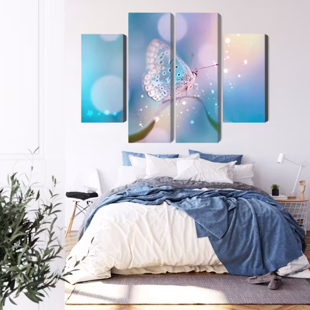 Canvastavla - A delicate butterfly on a blade of grass