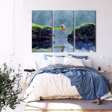 Canvastavla - Snail in the rain